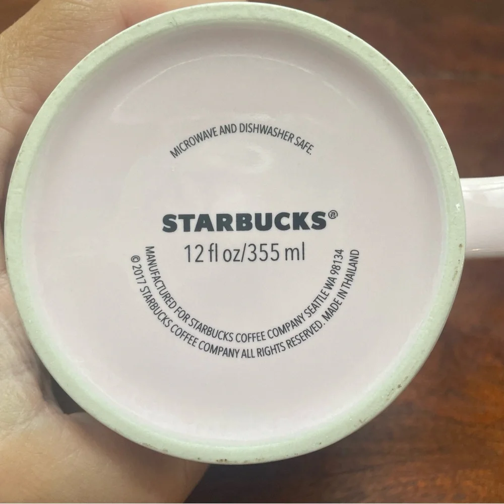 Starbucks 2017 Pink with Speckled White Bottom Band Coffee Mug 12oz